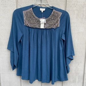 Anthropologie Deletta Wedgewood sequenced top